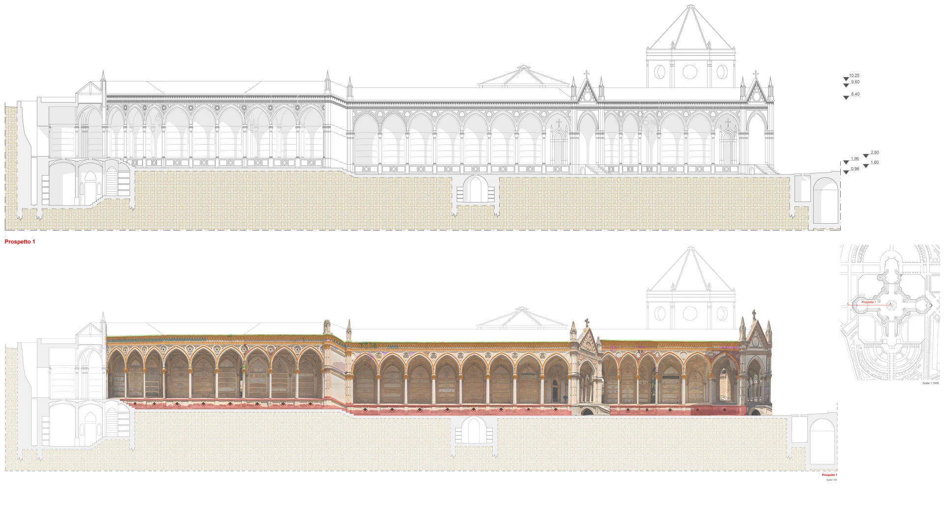 Cimitero Monumentale 10_Prospetto disegno e degradi